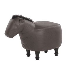 Beliani Živalski stolček temno rjave barve iz umetnega usnja HORSE