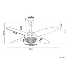 Beliani Stropni ventilator v srebrni in bež barvi z lučjo ZARQA