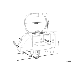 Beliani Temno siv stolček za nosoroge RHINO
