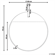 Beliani Stensko ogledalo z obešalnim trakom ø 60 cm zlato GURS