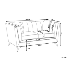 Beliani Eleganten siv oblazinjen kavč za 2 osebi GAULA