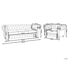 Beliani Oblazinjena sedežna garnitura bež CHESTERFIELD velika