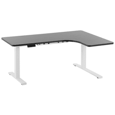 Beliani Električno nastavljiva desna kotna pisalna miza 160 x 110 cm črno-bela DESTIN II