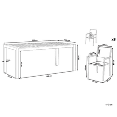Beliani Vrtna garnitura iz evkaliptusovega lesa miza 220 cm in 8 stolov bež barve GROSSETO