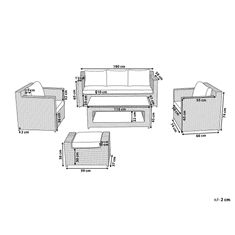 Beliani Sodobna zunanja sedežna garnitura iz belega ratana ROMA