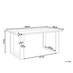 Beliani Jedilna miza 160 x 90 cm iz svetlega lesa z modro smolo RIVIERE