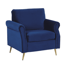 Beliani Žametni fotelj modre barve VIETAS