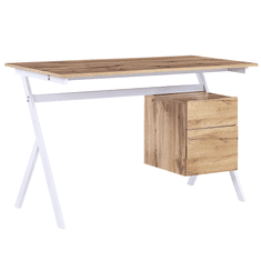 Beliani Pisalna miza s predalom 120 x 60 cm svetel les / bela ASHLAND