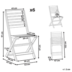 Beliani Komplet 6 vrtnih stolov iz akacije TOLVE