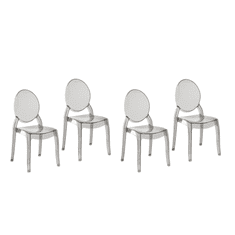 Beliani Komplet 4 prozornih plastičnih jedilnih stolov v črni barvi MERTON