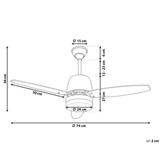 Beliani Srebrni stropni ventilator MLAVA