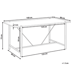 Beliani Jedilna miza 160 x 80 cm iz temnega lesa s črno barvo SARITAS