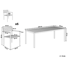 Beliani Vrtna garnitura za 6 oseb iz tikovine in jekla VIAREGGIO