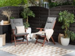 Beliani Komplet 2 lesenih vrtnih stolov s sivimi blazinami TOSCANA