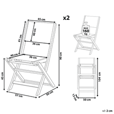Beliani Komplet dveh lesenih vrtnih stolov CESANA, temno siva