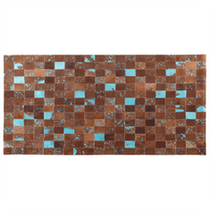 Beliani Rjava usnjena patchwork preproga 80x150 cm ALIAGA