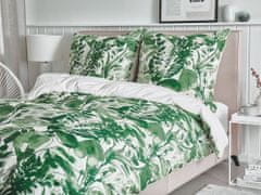 Beliani Posteljno perilo 135 x 200 cm zeleno-belo GREENWOOD