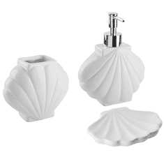 Beliani 3-delni komplet kopalniških dodatkov bele barve SHELL