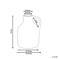 Beliani Keramična cvetlična vaza 19 cm bela z motivom obraza AGRINION