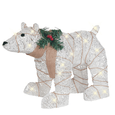 Beliani Zunanja dekoracija medved z LED osvetlitvijo 34 cm bela SIVULA