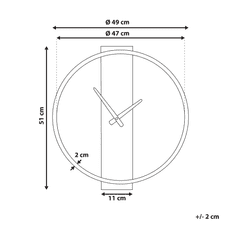 Beliani Stenska ura ø 47 cm zlata v svetlem lesu CASITAS