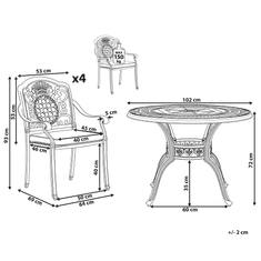 Beliani Vrtna garnitura s kovinsko mizo in 4 stoli SALENTO rjave barve