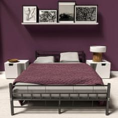 tectake Kovinski posteljni okvir z letvenim dnom 200 x 140 cm, Črna