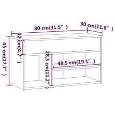 Vidaxl Klop za čevlje rjavi hrast 80x30x45 cm konstruiran les