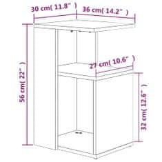 Vidaxl Stranska mizica dimljeni hrast 36x30x56 cm konstruiran les