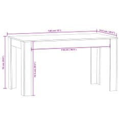 Vidaxl Jedilna miza siva sonoma 140x74,5x76 cm konstruiran les