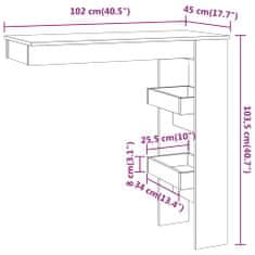 Vidaxl Stenska barska miza črna 102x45x103,5 cm konstruiran les