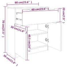 Vidaxl Komoda rjavi hrast 60x30x70 cm konstruiran les