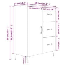 Vidaxl Komoda betonsko siva 69,5x34x90 cm inženirski les