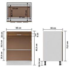 Vidaxl Spodnja omarica s predalom rjavi hrast 60x46x81,5 cm inž. les