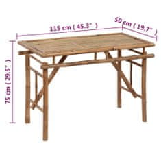 Vidaxl Zložljiva vrtna miza 115x50x75 cm bambus