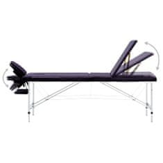 Greatstore Zložljiva masažna miza 3-conska aluminij vijolična