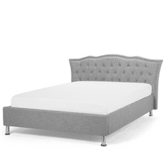 Beliani Siva oblazinjena postelja Chesterfield 140x200 cm METZ