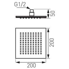 Ferro SLIM dežna tuš prha (nadglavna prha) kvadratna slim 200x200 krom