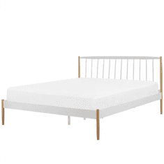 Beliani Bela postelja s svetlo rjavimi nogami in rešetko 160 x 200 cm MAURS