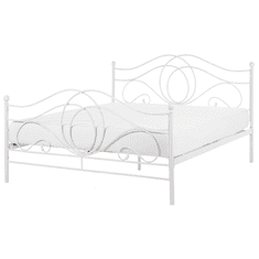 Beliani Kovinska postelja 140 x 200 cm bela LYRA