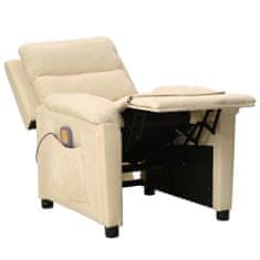 Vidaxl Zložljiv masažni stol, krem barve, oblazinjen s tkanino
