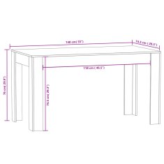 Vidaxl Jedilna miza rjavi hrast 140x74,5x76 cm konstruiran les