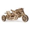 UGEARS Igrača 3D lesena mehanska sestavljanka UGR-10 Motorno kolo (scrambler) z vozičkom