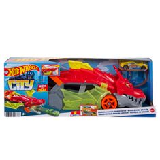 Hot Wheels City Dragon Launch Transporter, z zaganjalnikom