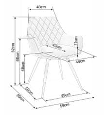 CASARREDO Oblazinjen jedilni stol ANNE ŽAMETno siva/črna