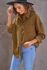 OMG! Ženski velvet srajca z gumbi Shyll rjava 2XL