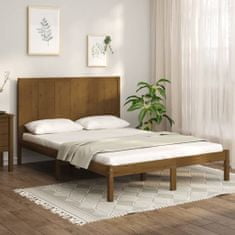 Greatstore Okvir za posteljo, medeno rjava, masivni les, 150x200 cm, velika velikost