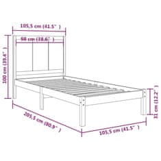 Vidaxl Posteljni okvir iz trdne borovine 100x200 cm