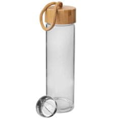 Steklenica za pohodništvo steklo/bambus s cedilom 500ml