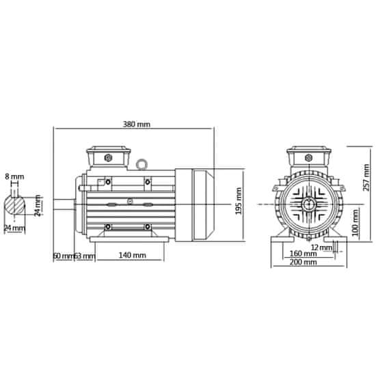 Vidaxl Trifazni elektromotor aluminijast 3 kW/4KM 2840 vrt/min